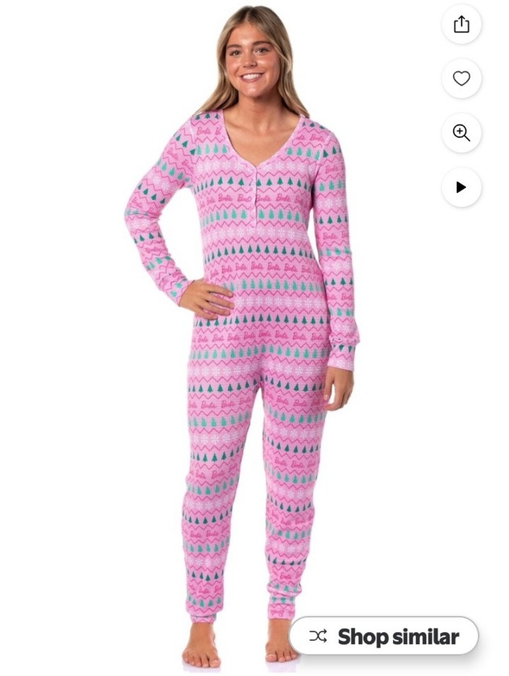 Barbie Pink Chevron Print Womens' One-Piece Pajama